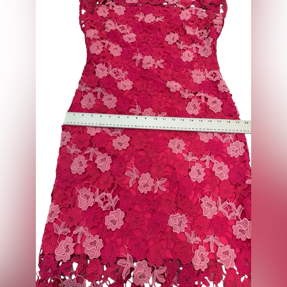 Shoshanna Rachel Floral Lace Midi Dress Magenta Rose 12 - Picture 13 of 14